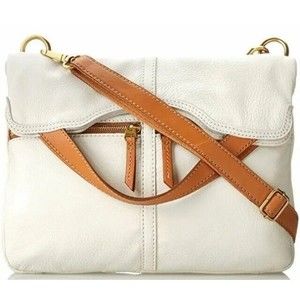Fossil Women's Erin Travel Tote White Tan Cross Body